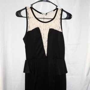 Black and White Lace Peplum Dress